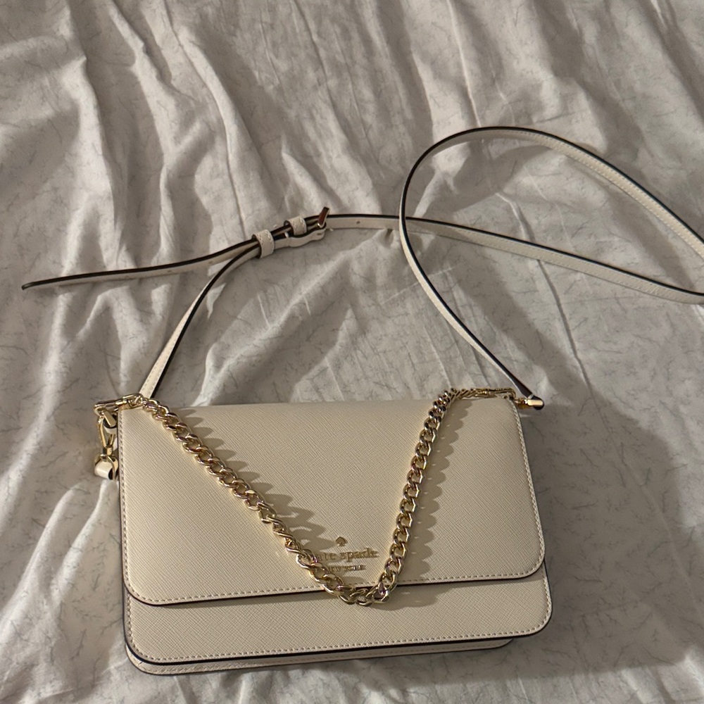 Kate Spade Ivory Crossbody Bag with Gold Chain